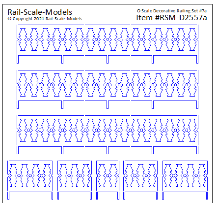 O Scale Decorative Railing Set 7 ~ Linear